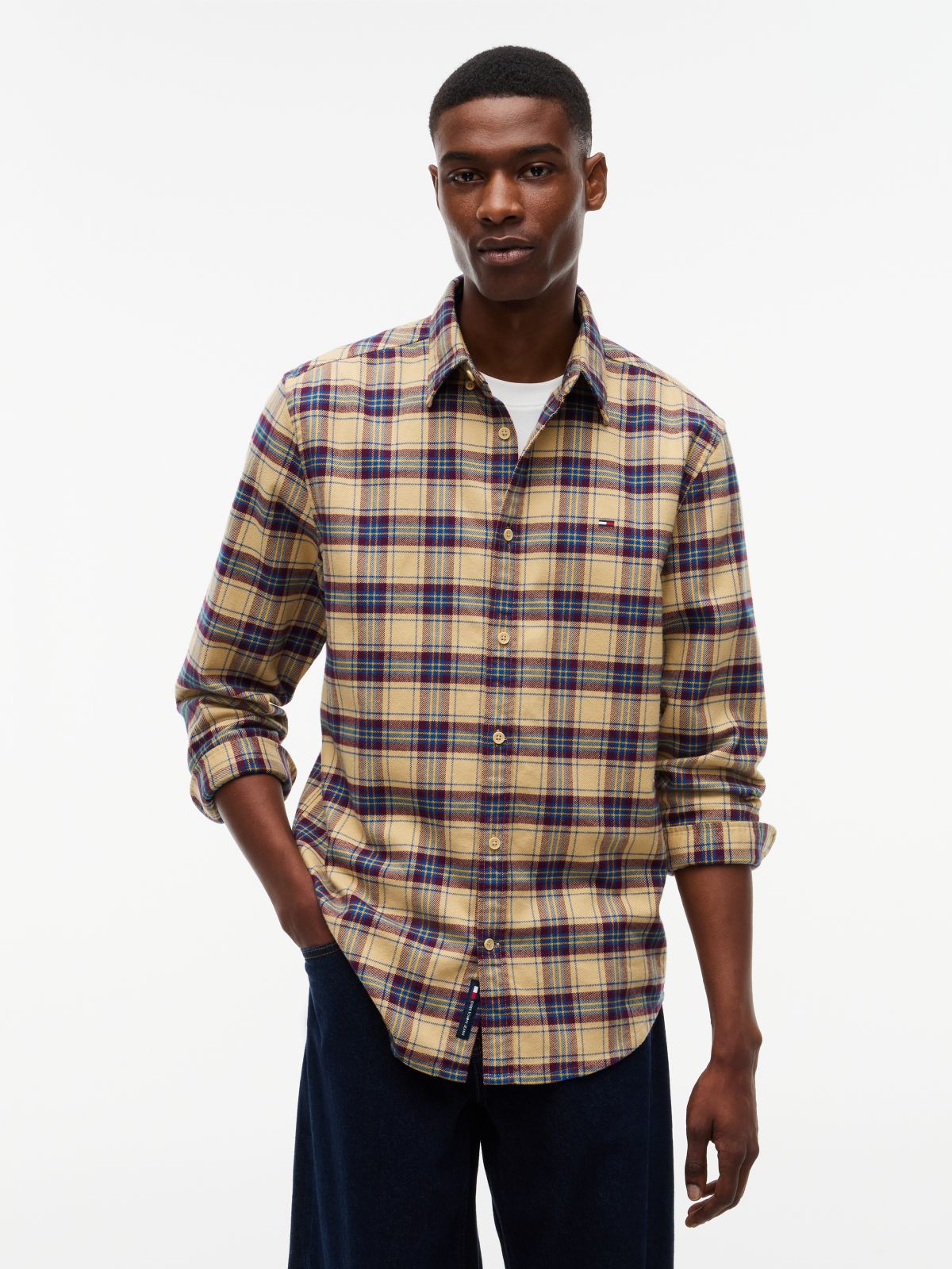 Tommy Jeans Brushed Check Flannel Shirt — Sandy Beige