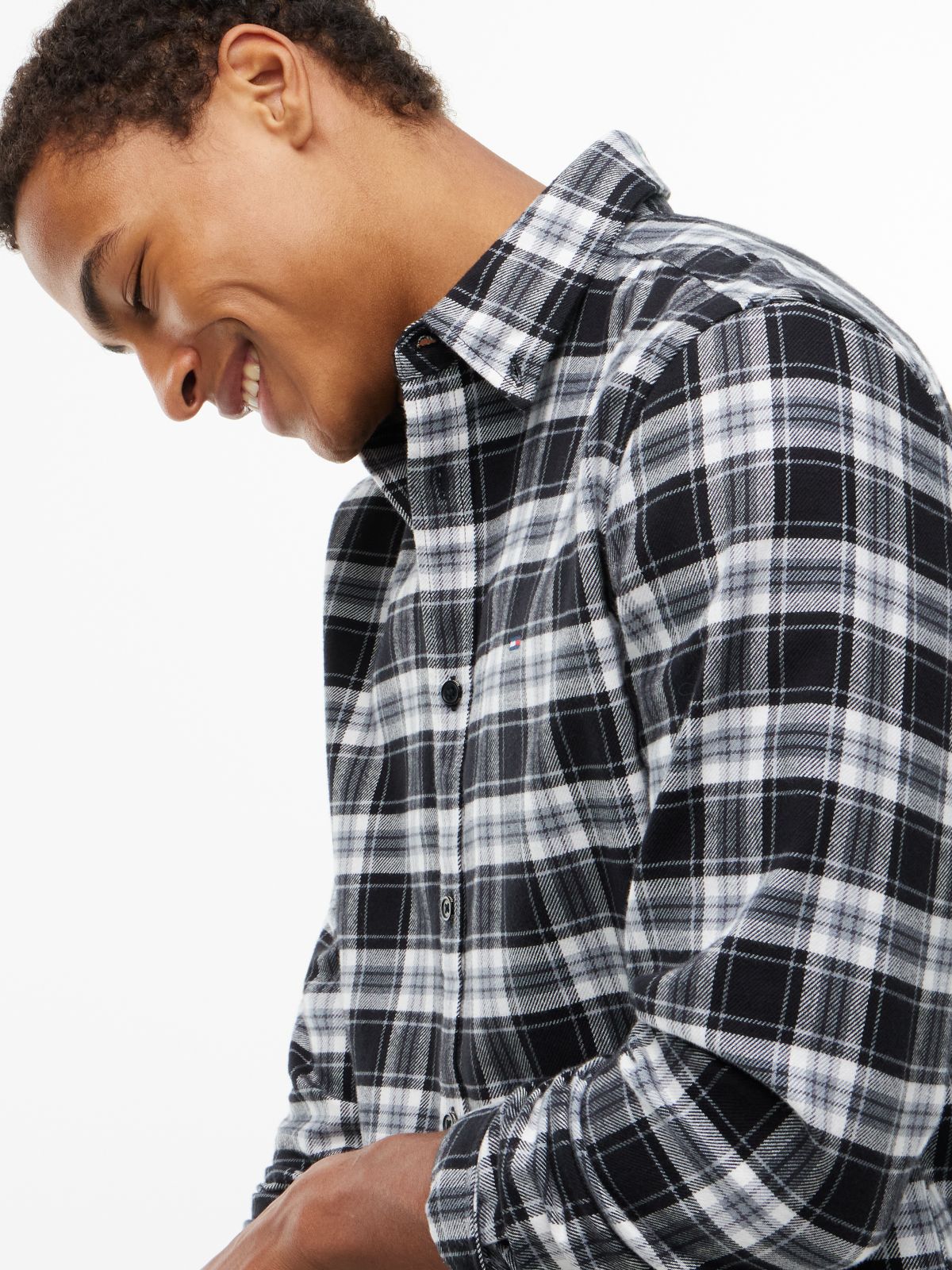 Tommy Jeans Brushed Check Flannel Shirt — Black