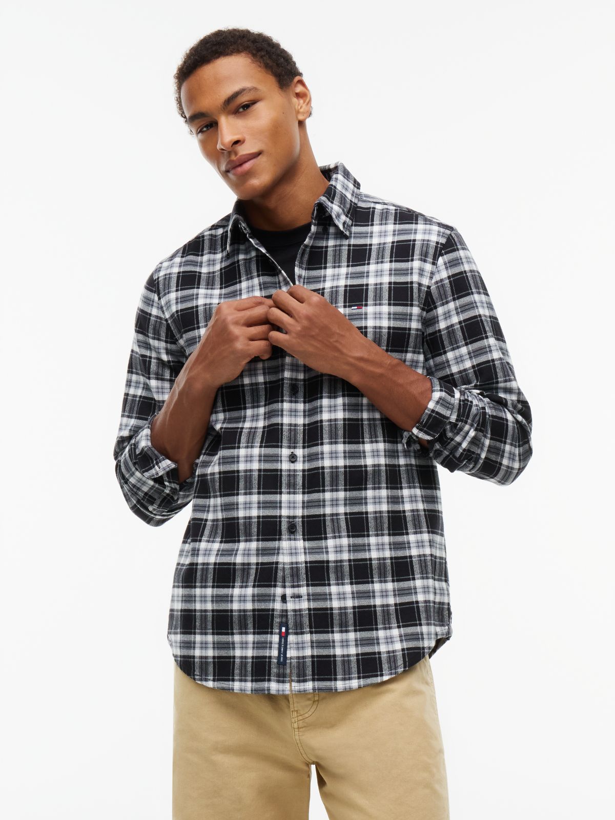 Tommy Jeans Brushed Check Flannel Shirt — Black