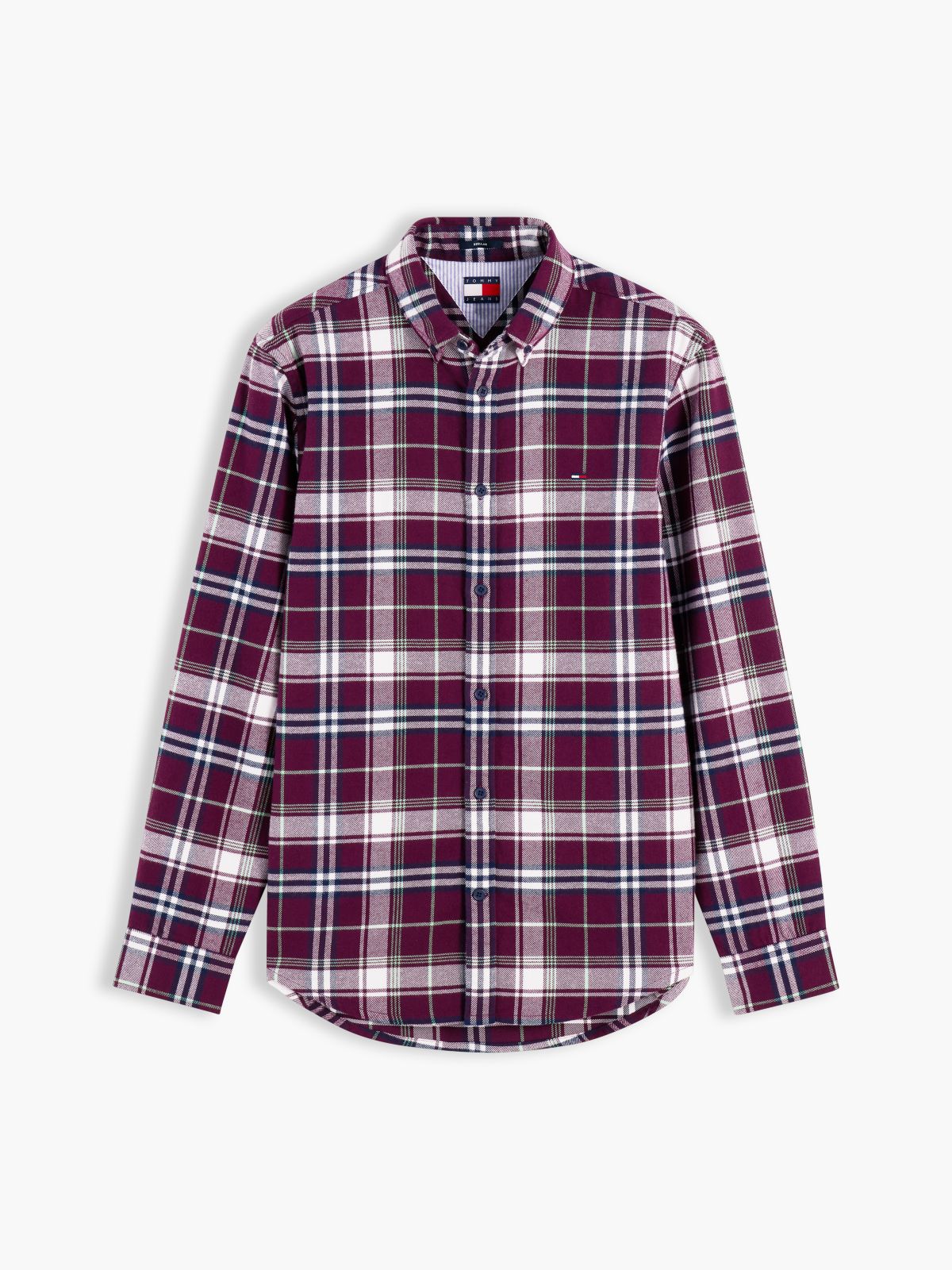 Tommy Jeans Brushed Check Flannel Shirt — Calypso Berry