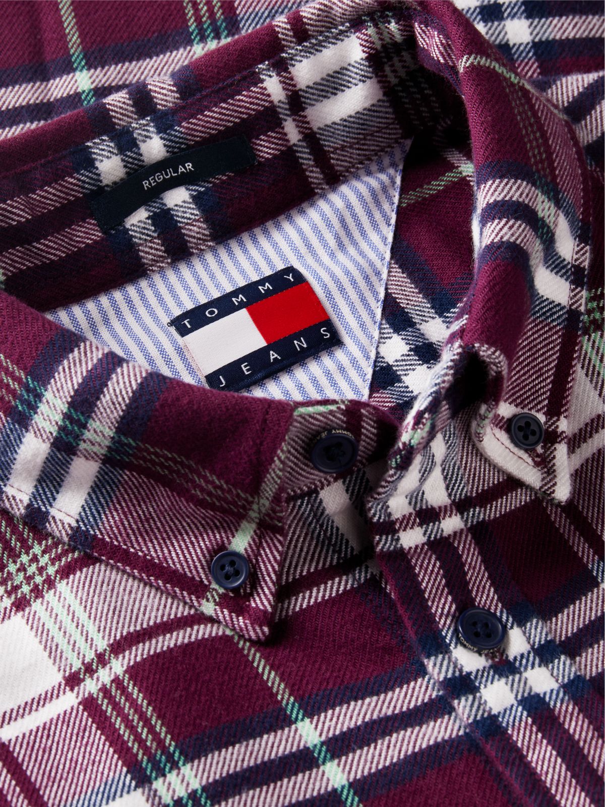 Tommy Jeans Brushed Check Flannel Shirt — Calypso Berry