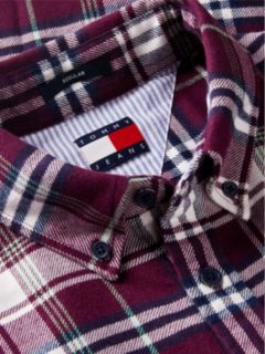 Tommy Jeans Brushed Check Flannel Shirt — Calypso Berry 6