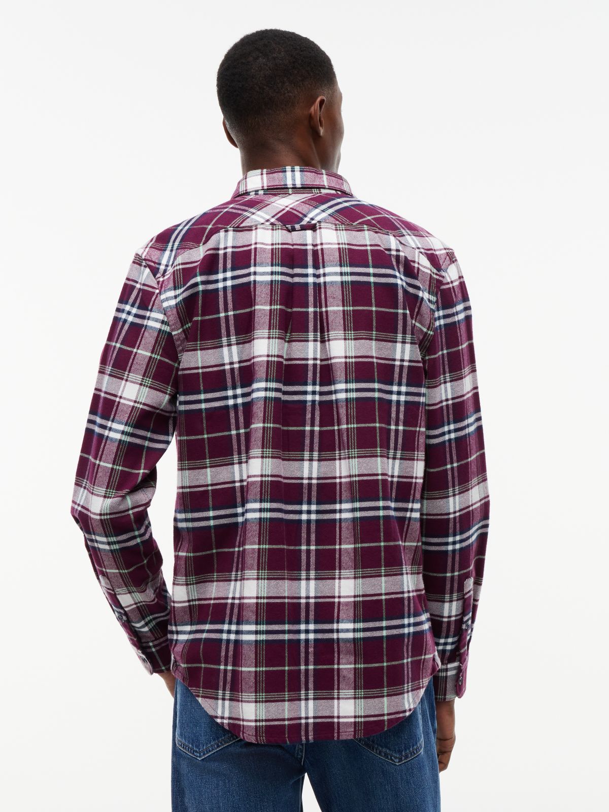 Tommy Jeans Brushed Check Flannel Shirt — Calypso Berry