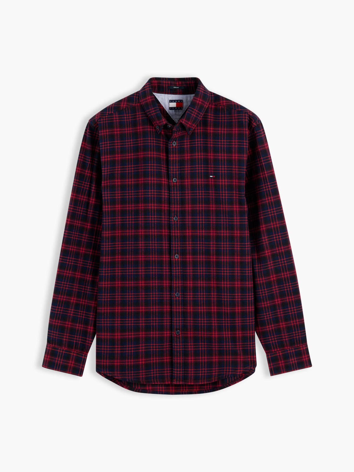 Tommy Jeans Brushed Check Flannel Shirt — Fierce Red
