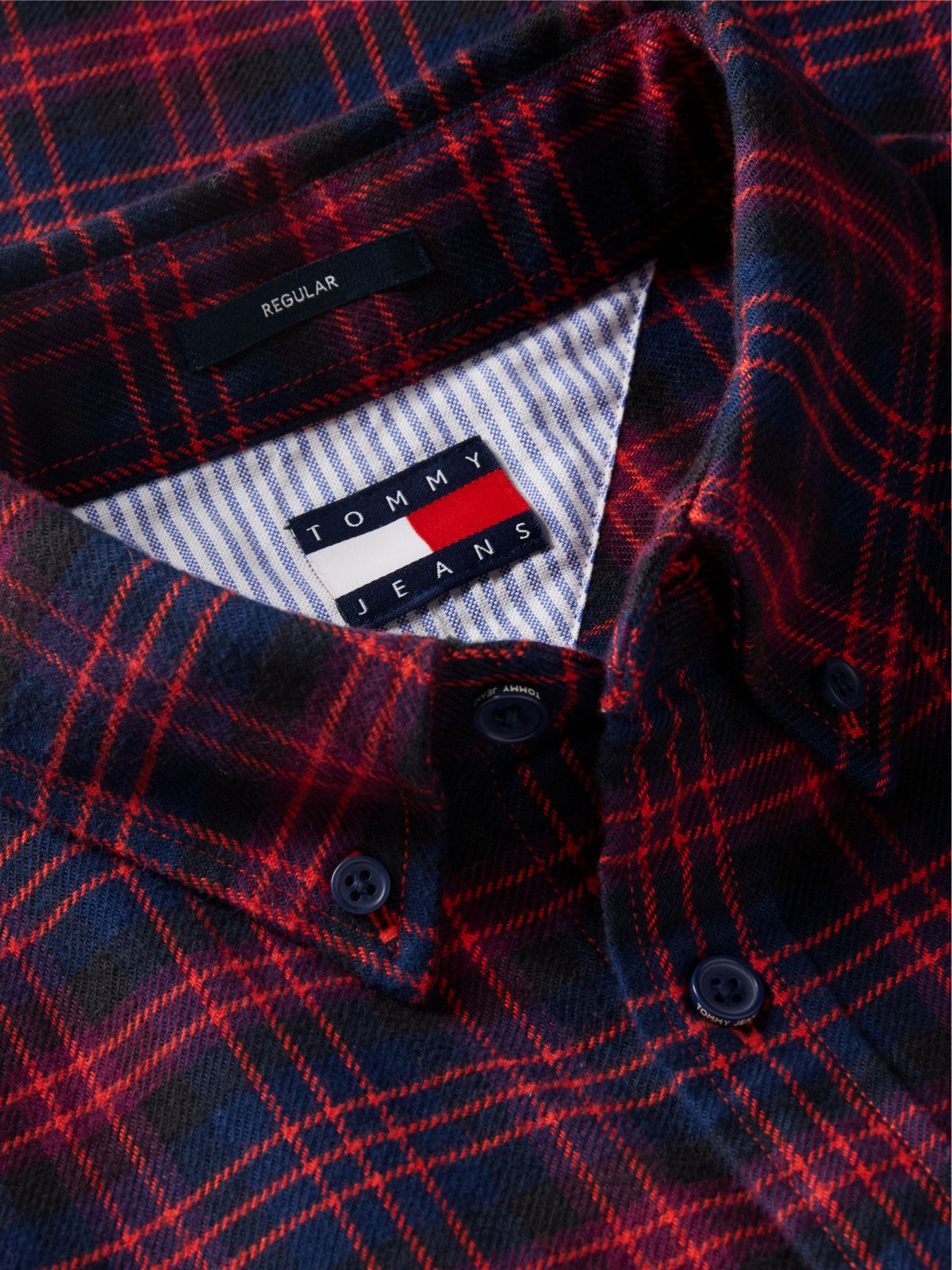 Tommy Jeans Brushed Check Flannel Shirt — Fierce Red