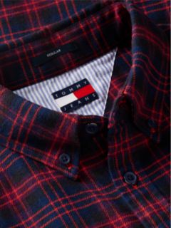 Tommy Jeans Brushed Check Flannel Shirt — Fierce Red 6
