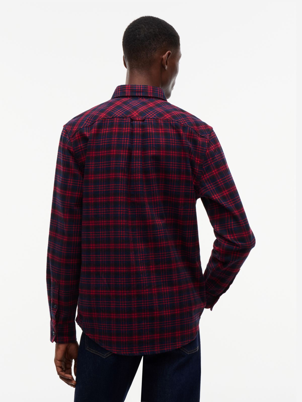 Tommy Jeans Brushed Check Flannel Shirt — Fierce Red