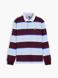 Tommy Jeans Relaxed Striped Rugby Polo — Calypso Berry Stripe 5