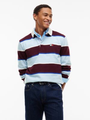 Tommy Jeans Relaxed Striped Rugby Polo, Calypso Berry Stripe