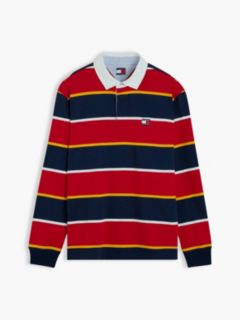 Tommy Jeans Relaxed Striped Rugby Polo — Scarlet Flare Stripe 5