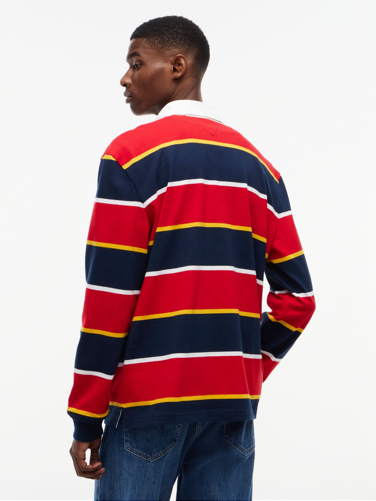 Tommy Jeans Relaxed Striped Rugby Polo — Scarlet Flare Stripe
