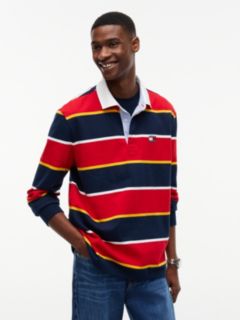 Tommy Jeans Relaxed Striped Rugby Polo — Scarlet Flare Stripe 1