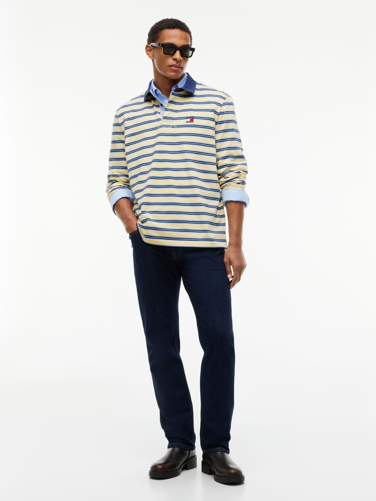 Tommy Jeans Relaxed Striped Rugby Polo — Day Lily Stripe