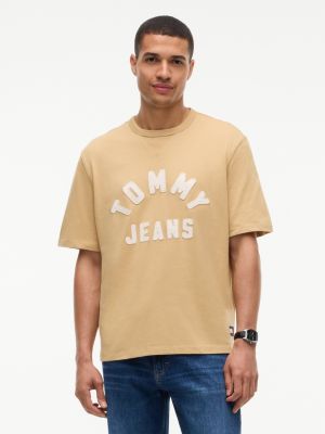 Tommy Jeans Distressed Logo T-Shirt, Sandy Beige
