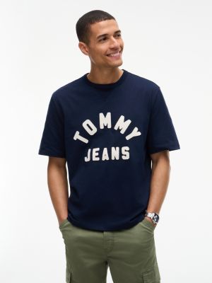 Tommy Jeans Distressed Logo T-Shirt, Dark Blue