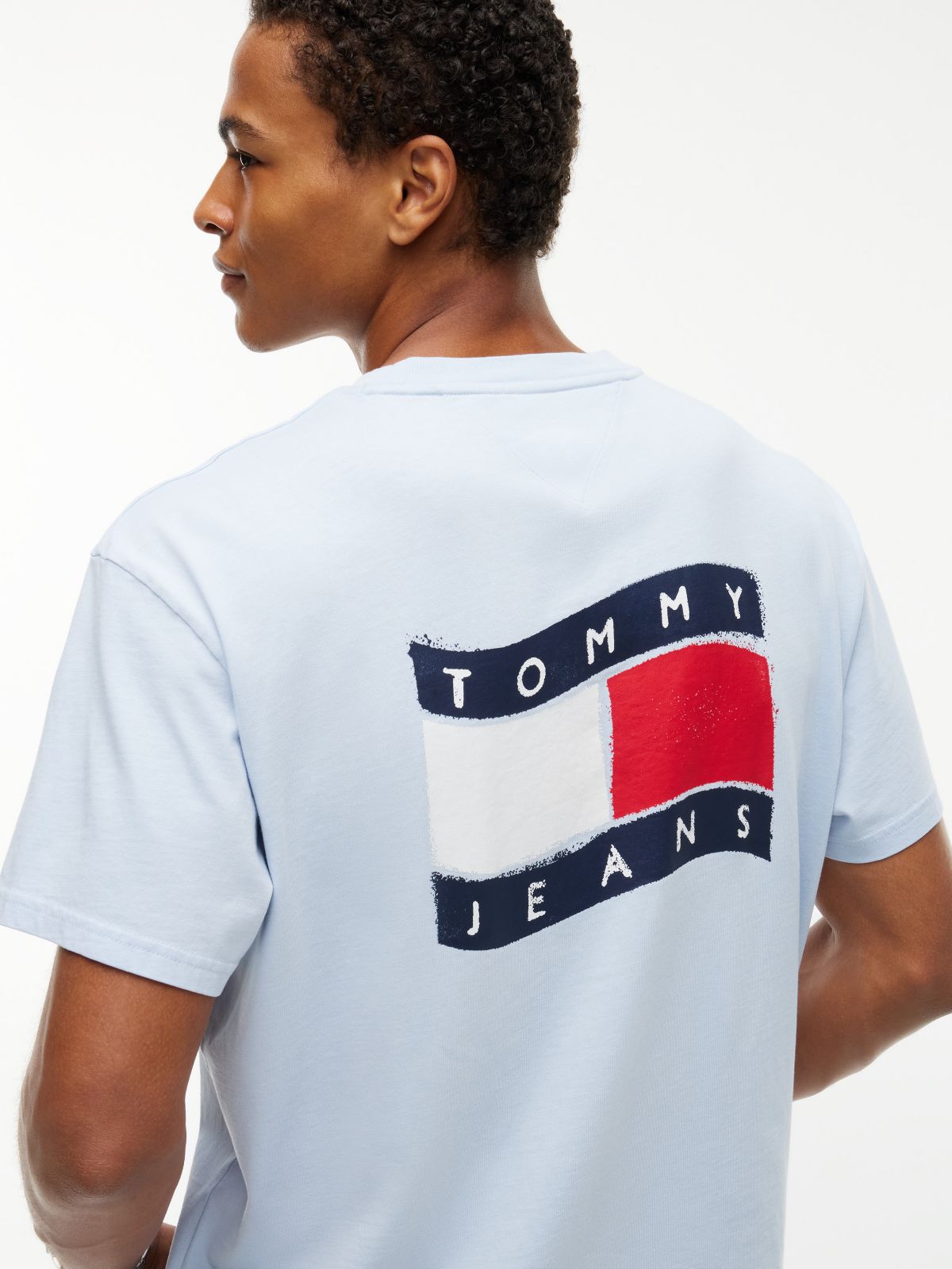 Tommy Jeans Wavy Flag Logo T-Shirt — Sky Blue