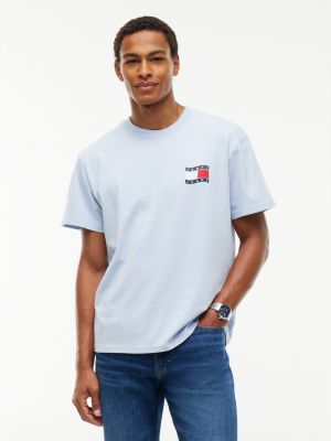 Tommy Jeans Wavy Flag Logo T-Shirt, Sky Blue