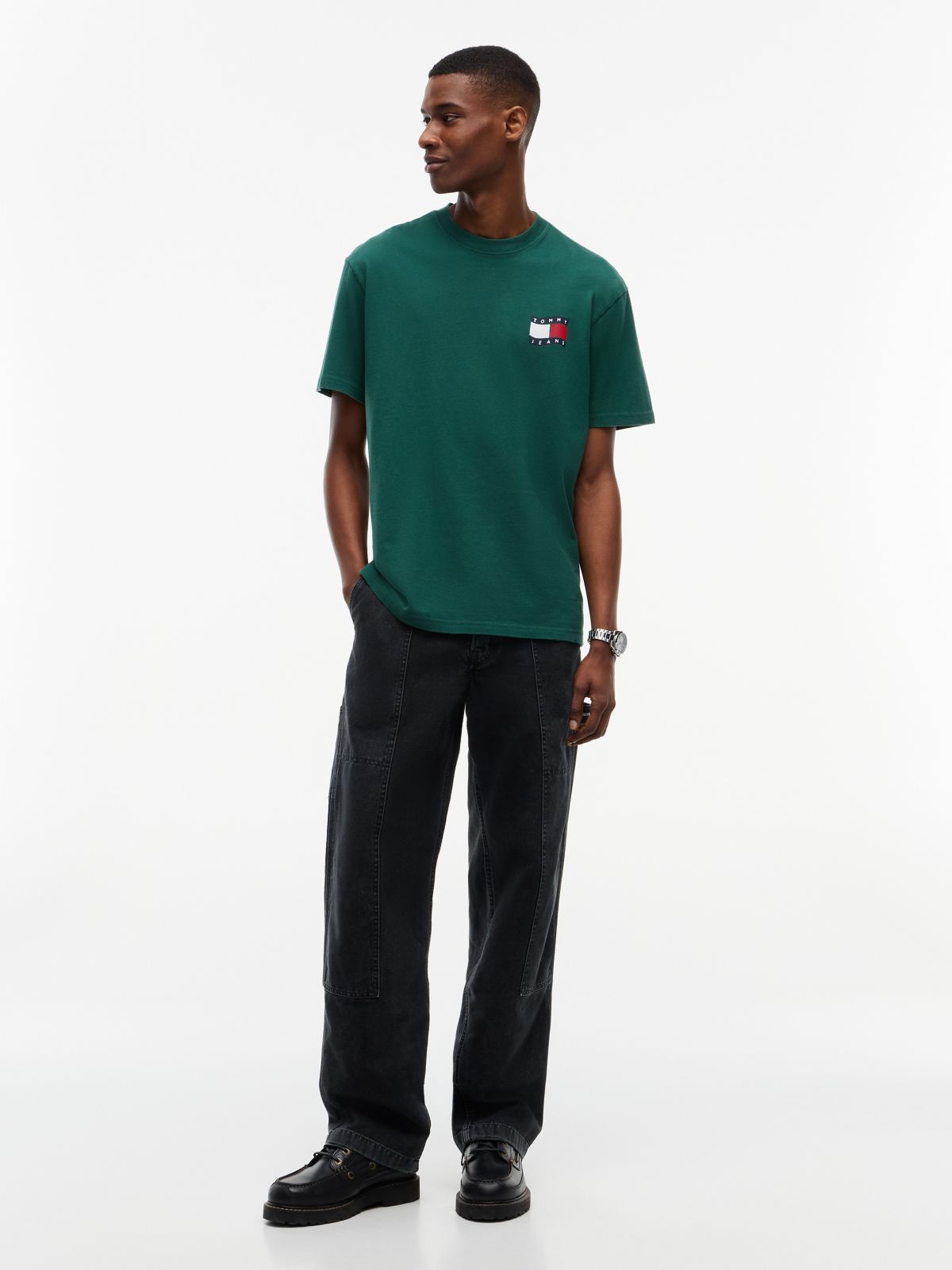Tommy Jeans Wavy Flag Logo T-Shirt — Velvet Green