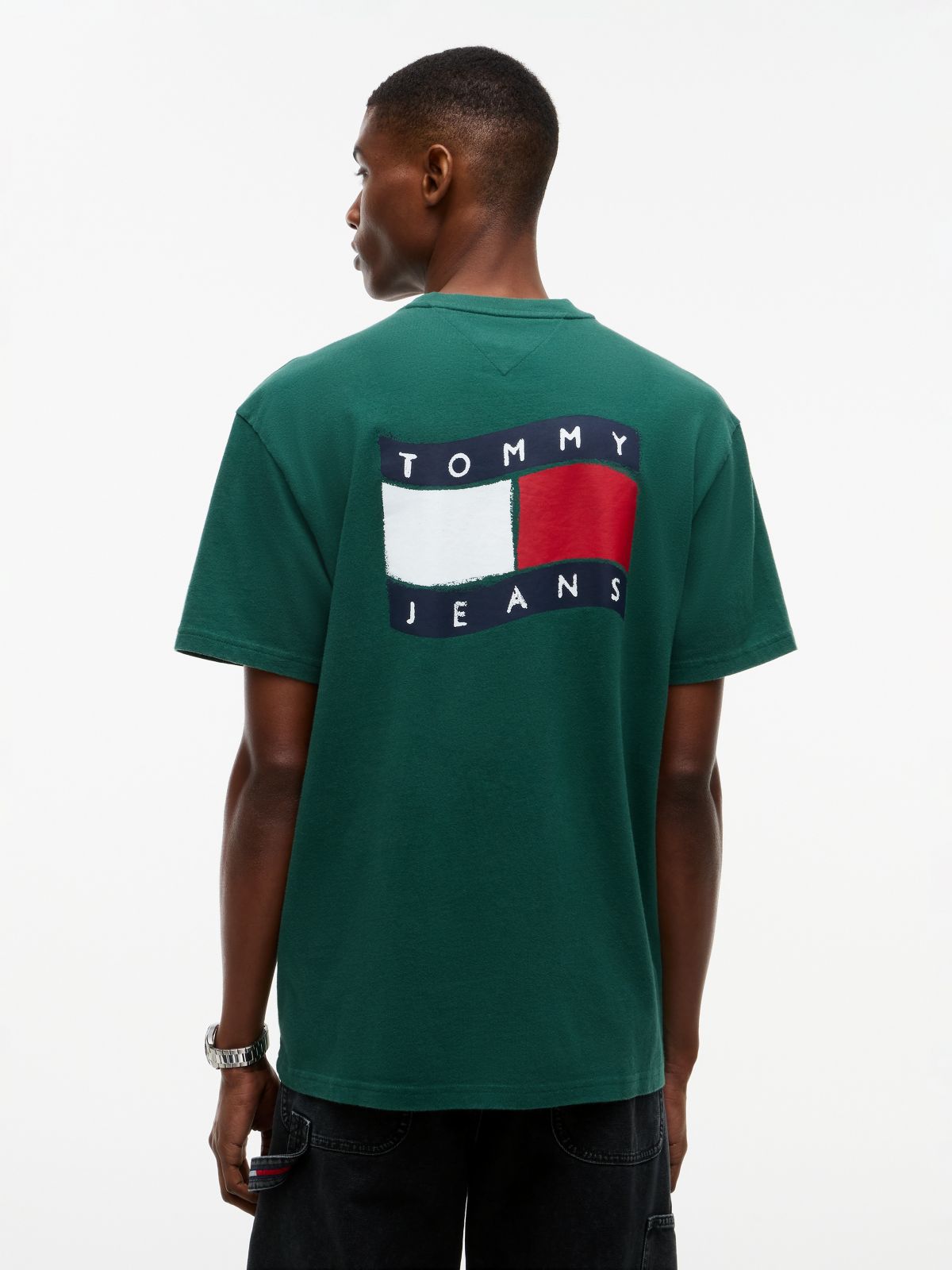 Tommy Jeans Wavy Flag Logo T-Shirt — Velvet Green