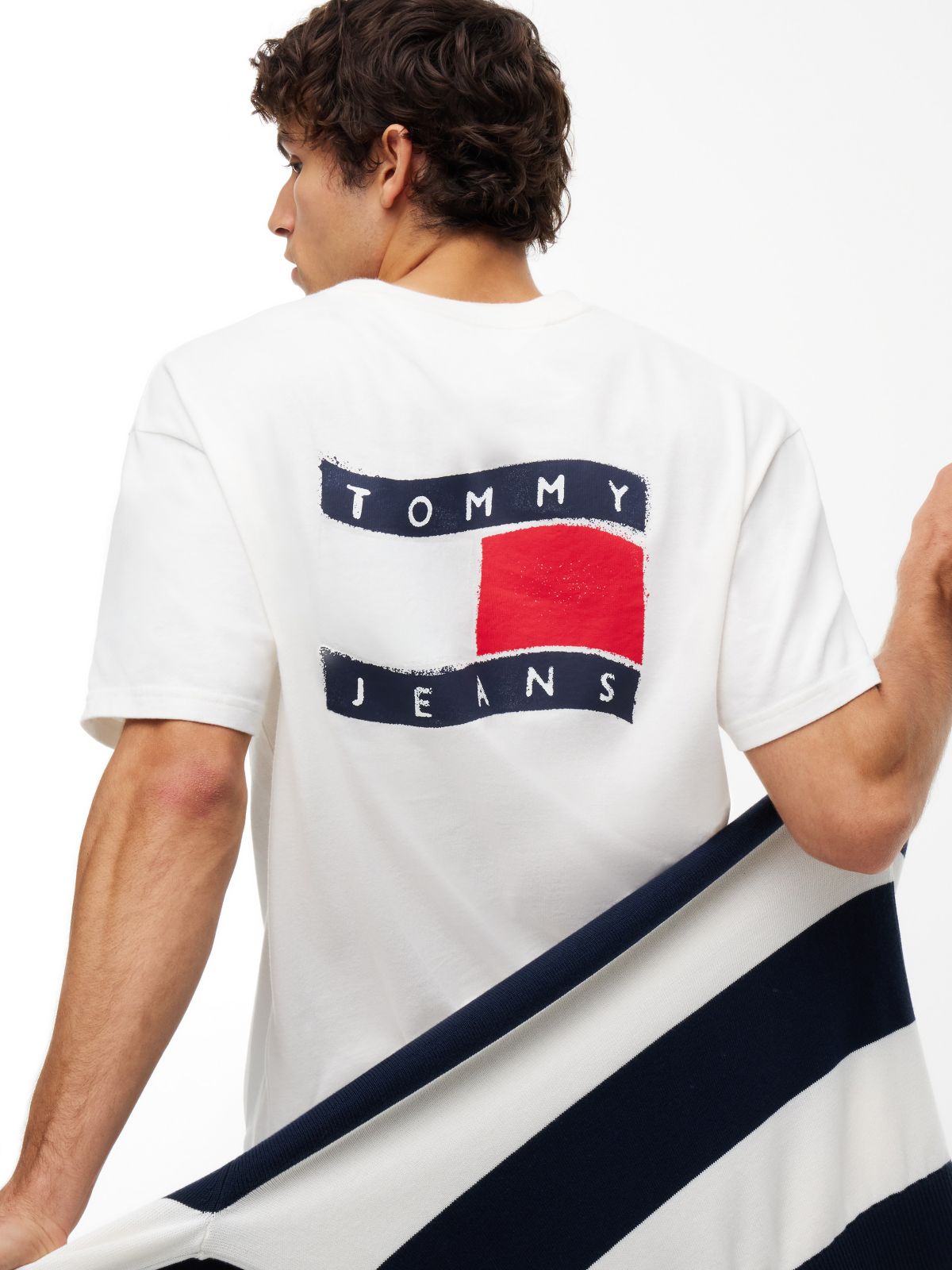 Tommy Jeans Wavy Flag Logo T-Shirt — Off White