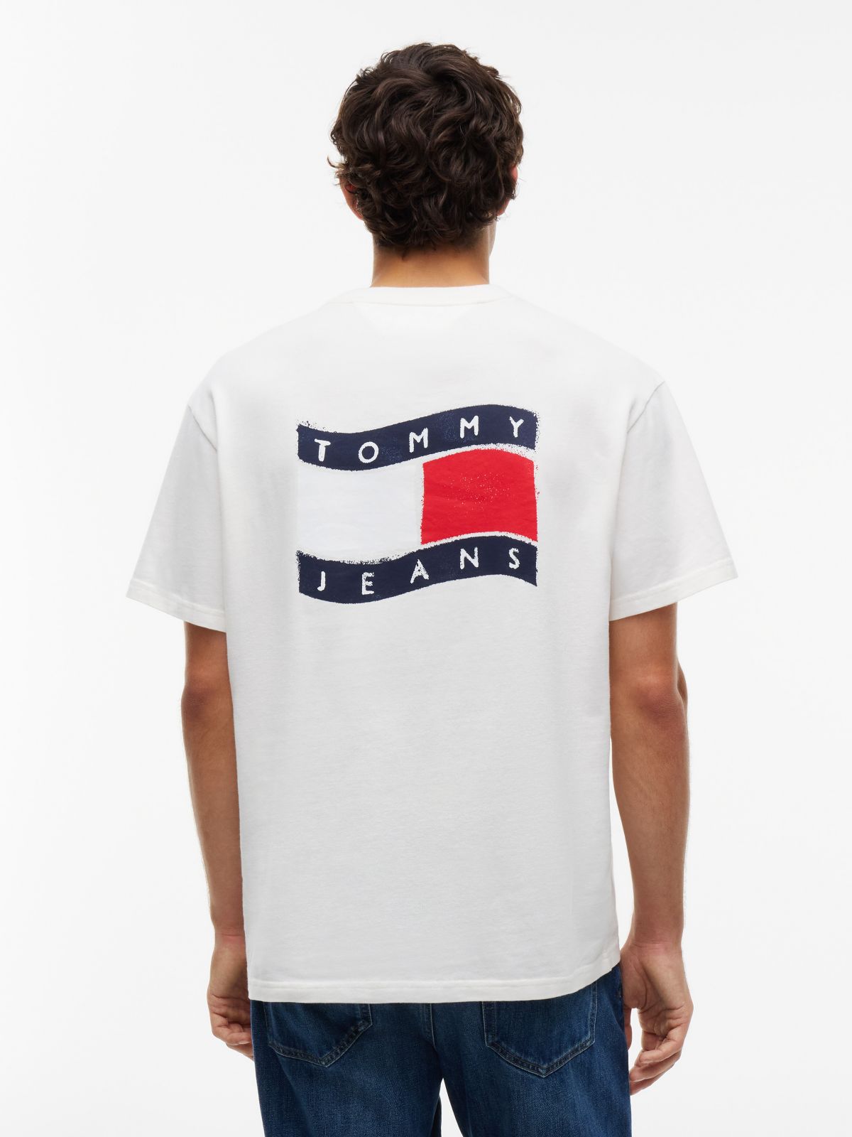 Tommy Jeans Wavy Flag Logo T-Shirt — Off White