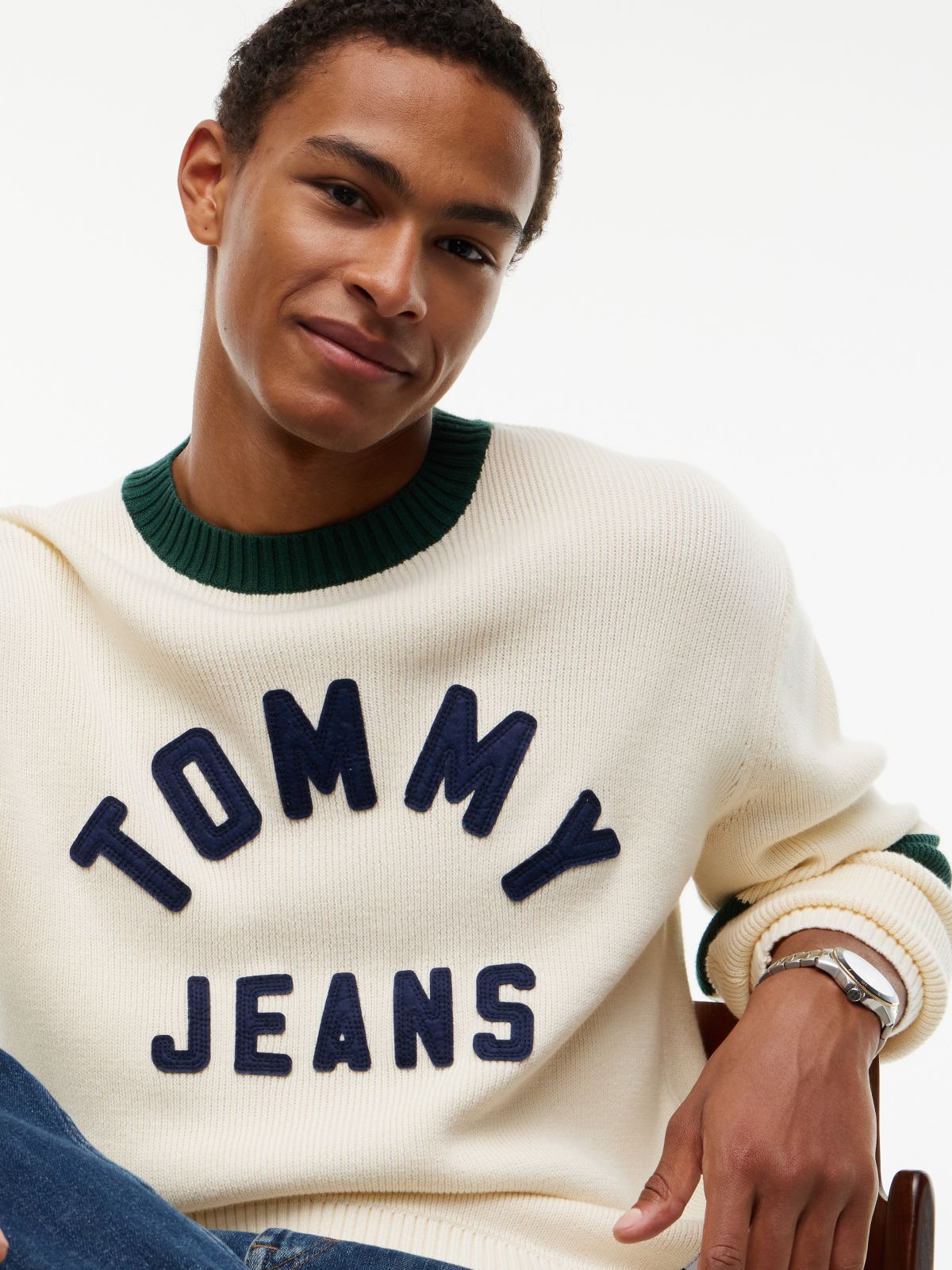 Tommy Jeans Varsity Tommy Logo Sweater — Cream