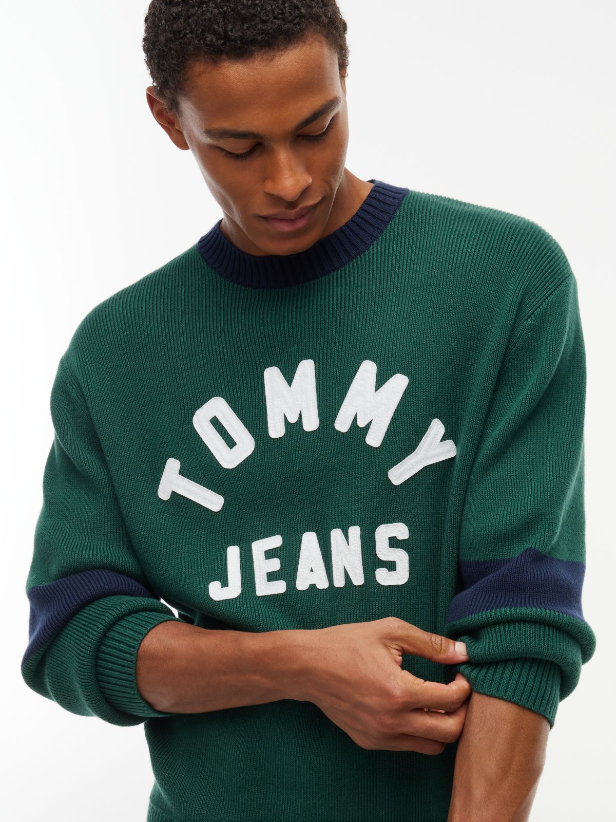 Tommy Jeans Varsity Tommy Logo Sweater — Velvet Green