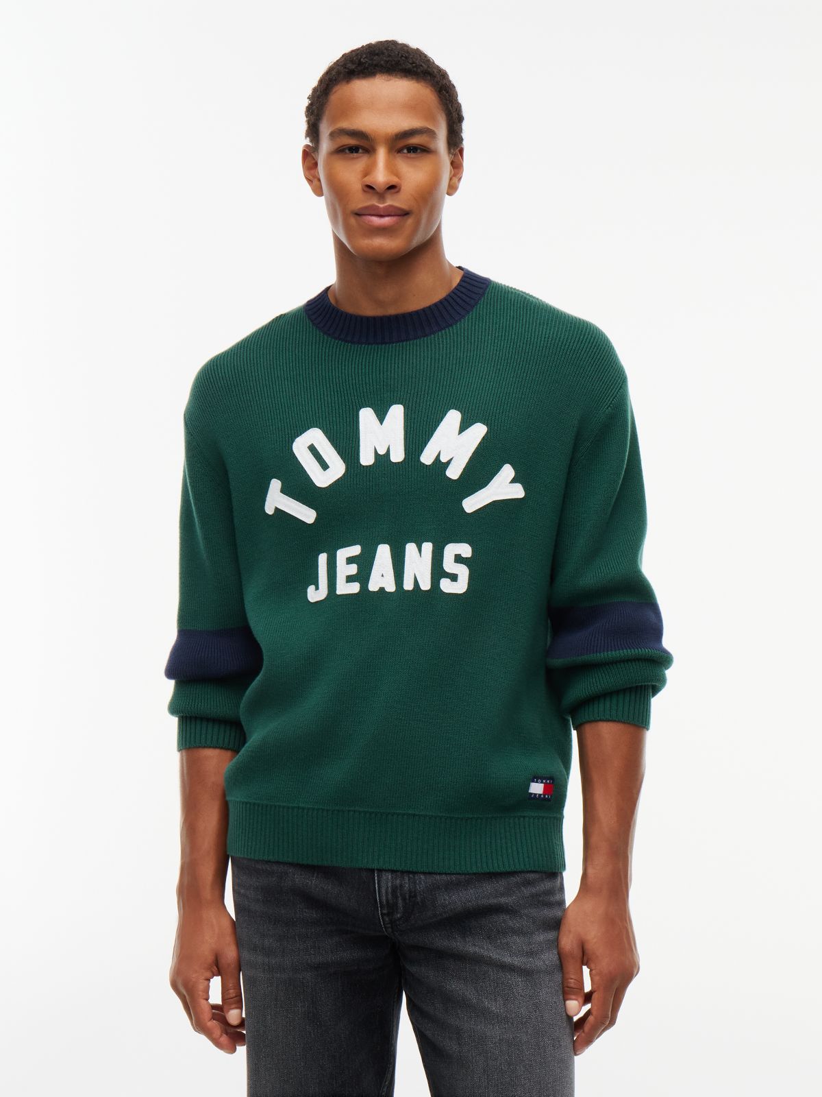 Tommy Jeans Varsity Tommy Logo Sweater — Velvet Green