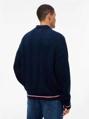 Мужские джинсы Tommy Hilfiger Tommy Jeans Cable Knit Polo Cardigan — фото 4