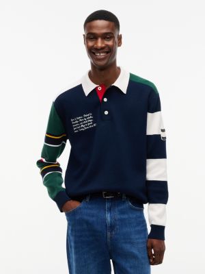 Tommy Jeans Colorblock Sweater Polo, Dark Blue