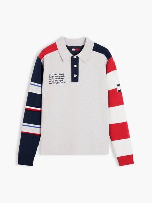 Мужские рубашки Tommy Jeans Colorblock Sweater Polo, цвет: Ледяной серый — фото 5