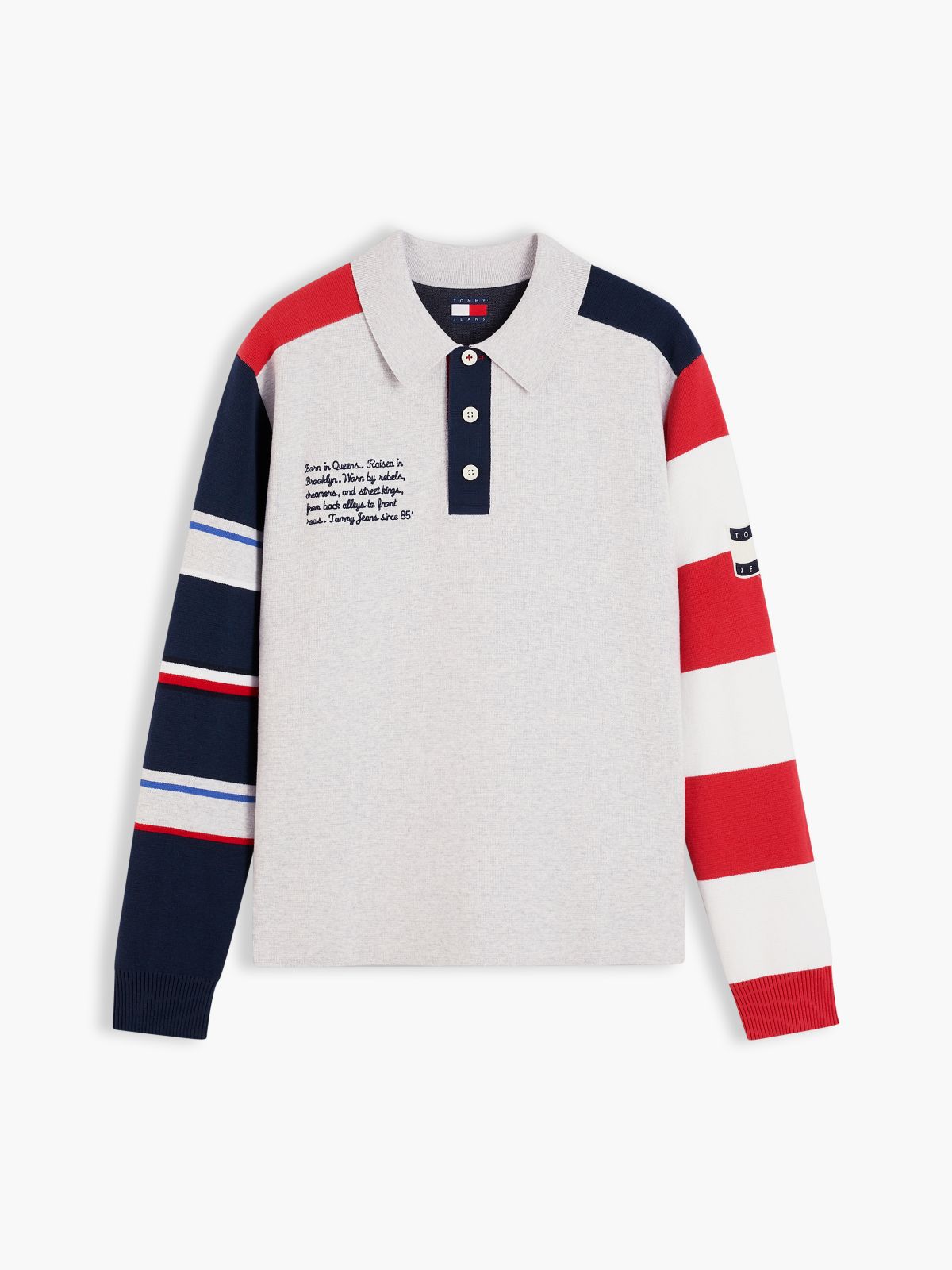 Tommy Jeans Colorblock Sweater Polo — Ice Grey