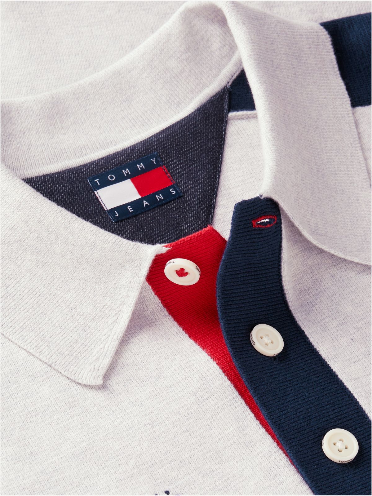 Tommy Jeans Colorblock Sweater Polo — Ice Grey