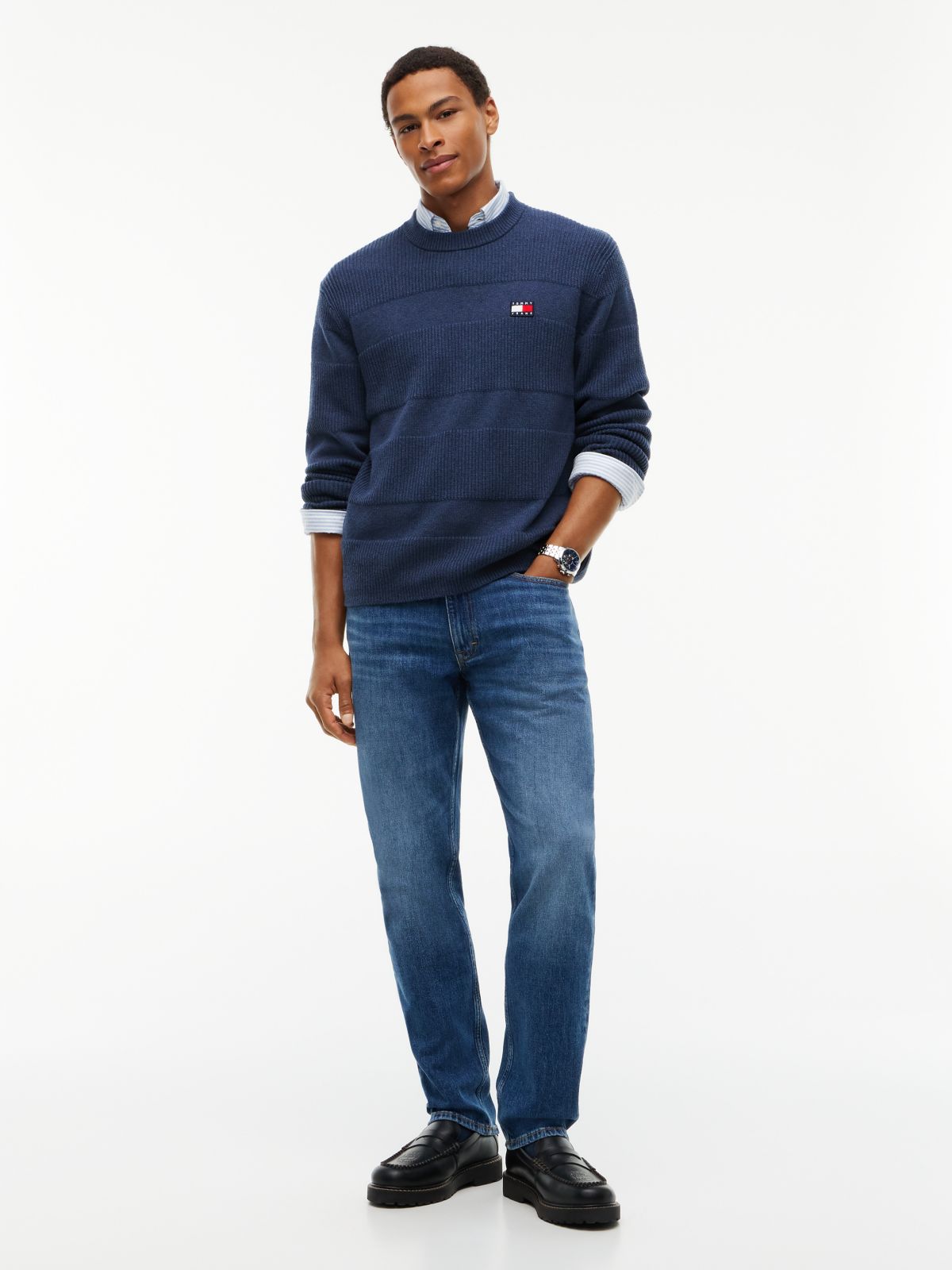 Tommy Jeans Tonal Stripe Sweater — Navy Heather