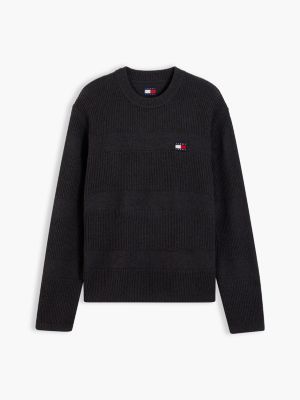 Мужской свитер Tommy Hilfiger Tommy Jeans Tonal Stripe, цвет: Чёрный меланжевый — фото 5
