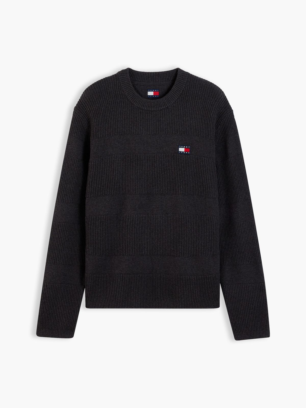 Tommy Jeans Tonal Stripe Sweater — Black Heather