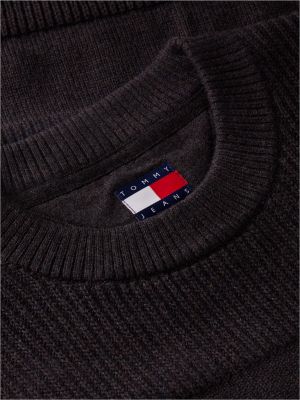 Мужской свитер Tommy Hilfiger Tommy Jeans Tonal Stripe, цвет: Чёрный меланжевый — фото 6
