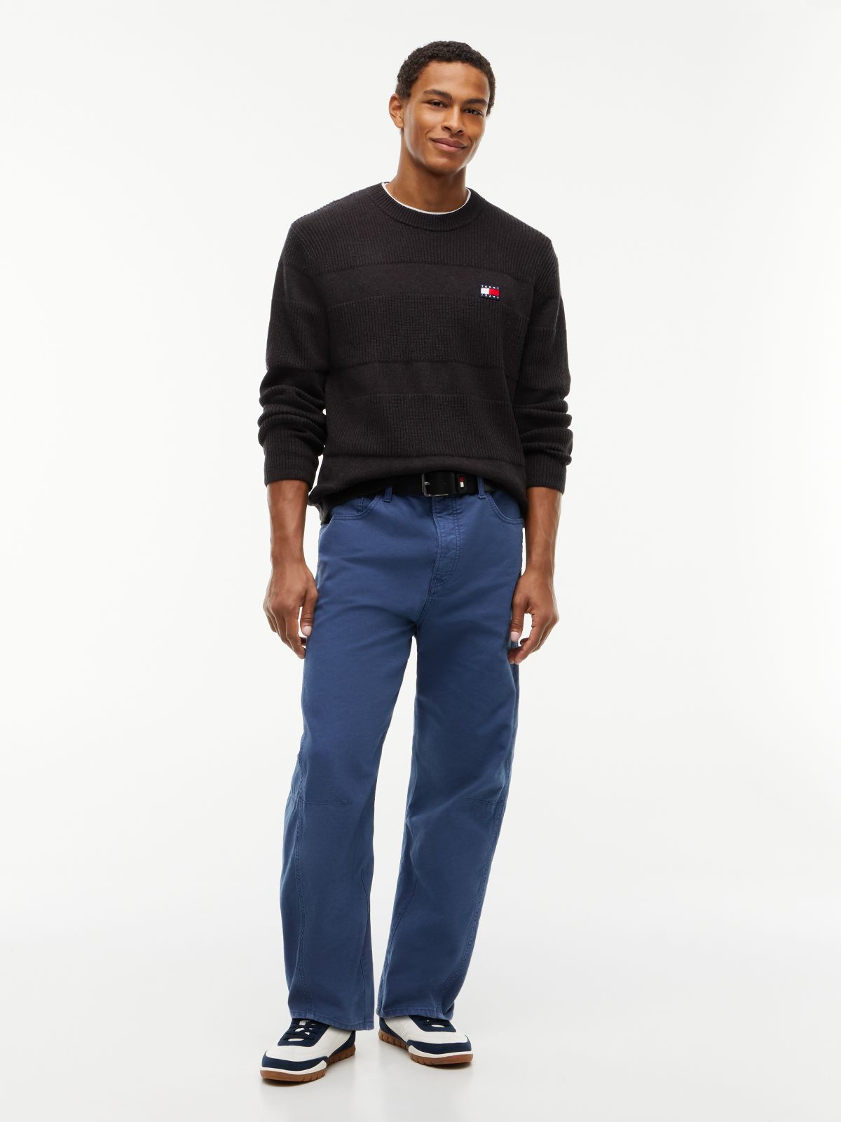 Tommy Jeans Tonal Stripe Sweater — Black Heather