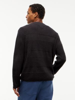 Мужской свитер Tommy Hilfiger Tommy Jeans Tonal Stripe, цвет: Чёрный меланжевый — фото 4
