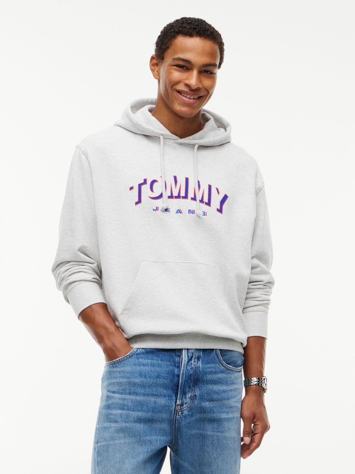 Tommy Jeans Shadow Logo Hoodie — Ice Grey Heather