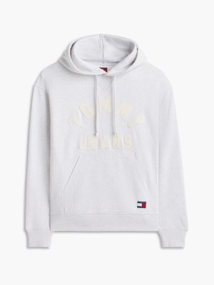 Мужское худи Tommy Jeans Tommy Arch Logo, цвет: Ледяной серый меланжевый — фото 5