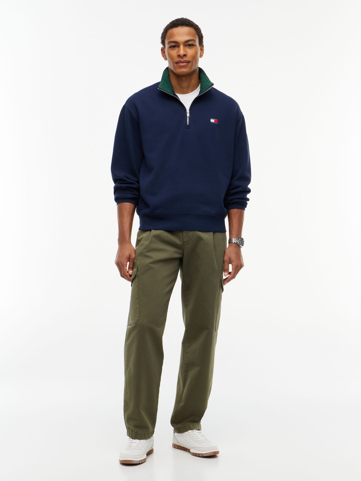 Tommy Jeans Flag Quarter-Zip Sweatshirt — Dark Blue