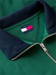 Tommy Jeans Flag Quarter-Zip Sweatshirt — Velvet Green 6