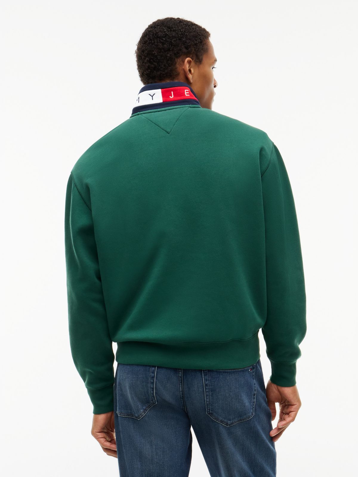 Tommy Jeans Flag Quarter-Zip Sweatshirt — Velvet Green