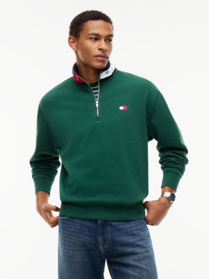 Tommy Jeans Flag Quarter-Zip Sweatshirt, Velvet Green