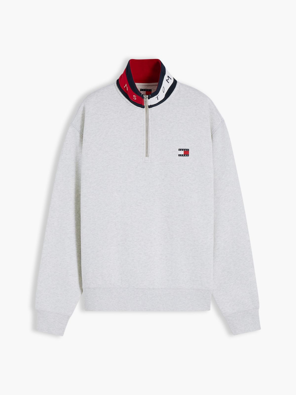 Tommy Jeans Flag Quarter-Zip Sweatshirt — Ice Grey Heather