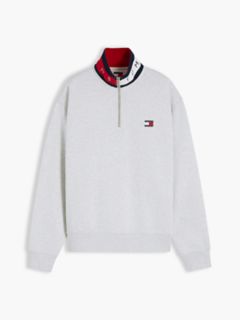 Tommy Jeans Flag Quarter-Zip Sweatshirt — Ice Grey Heather 5