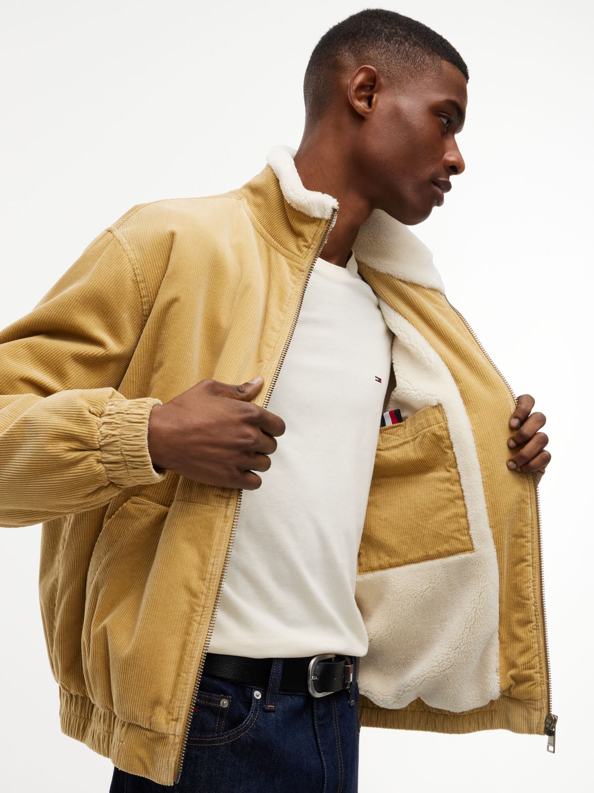 Tommy Jeans Corduroy Zip Jacket — Sandy Beige