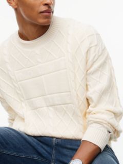 Tommy Jeans Flag Logo Cable Knit Sweater — Cream 3
