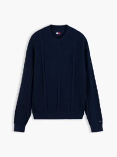 Tommy Jeans Flag Logo Cable Knit Sweater — Dark Blue 5